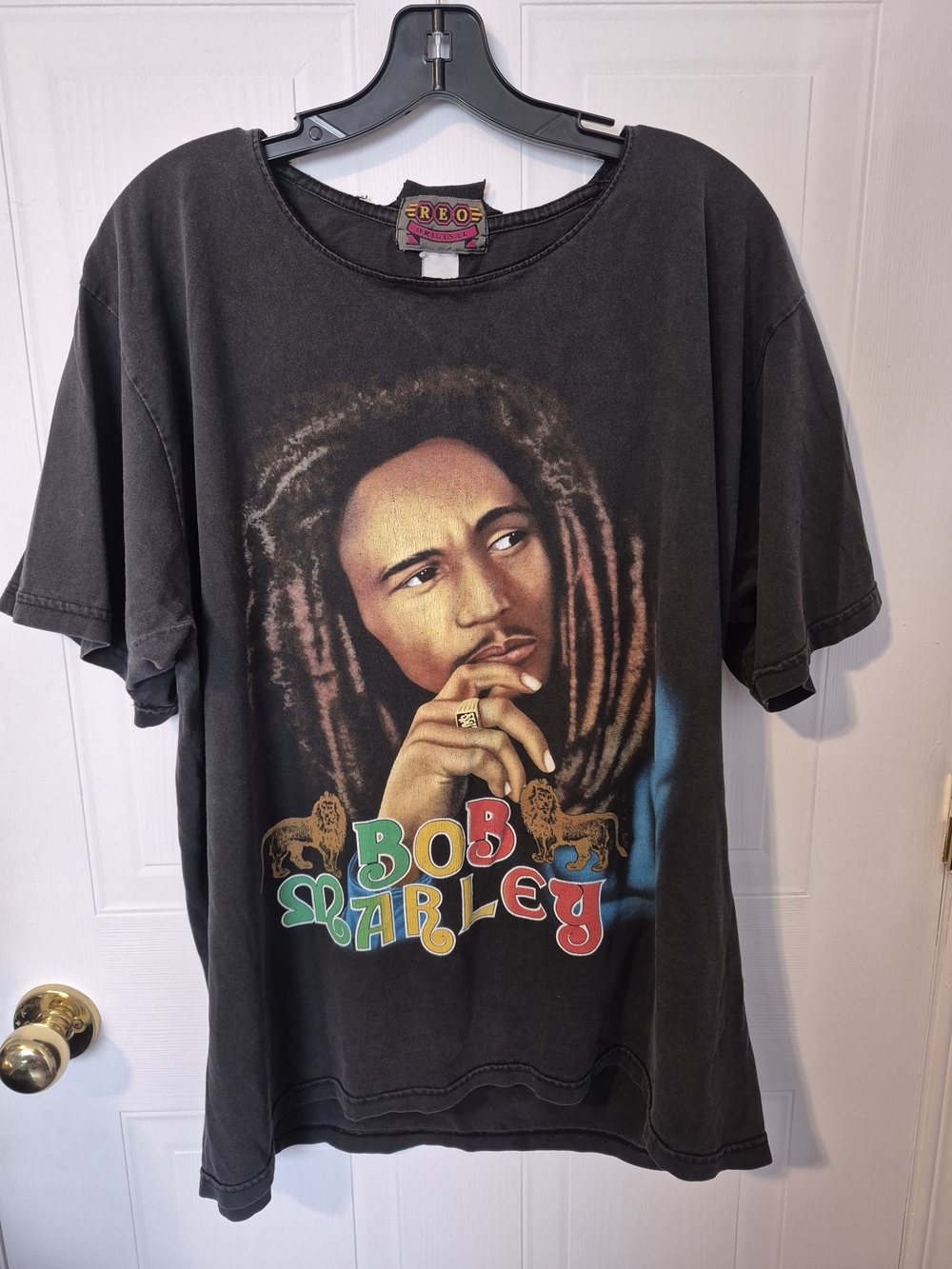 Vintage 90s Bob Marley Graphic Tee Double Sided REO Original Single Stitch - L